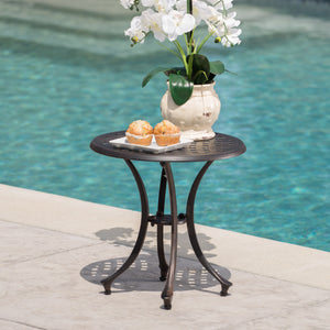 Christopher Knight Home® - Noble House - Lola Outdoor 19" Bronze Finished Cast Aluminum Side Table