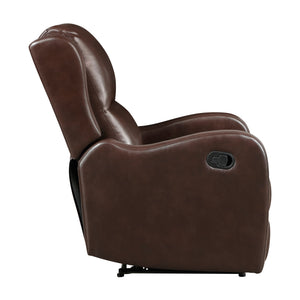 English Elm Brown Reclining Chair Durant Collection Faux Leather Recliner with Pull Tab, Solid Wood Frame, Cozy Comfort B011P294674