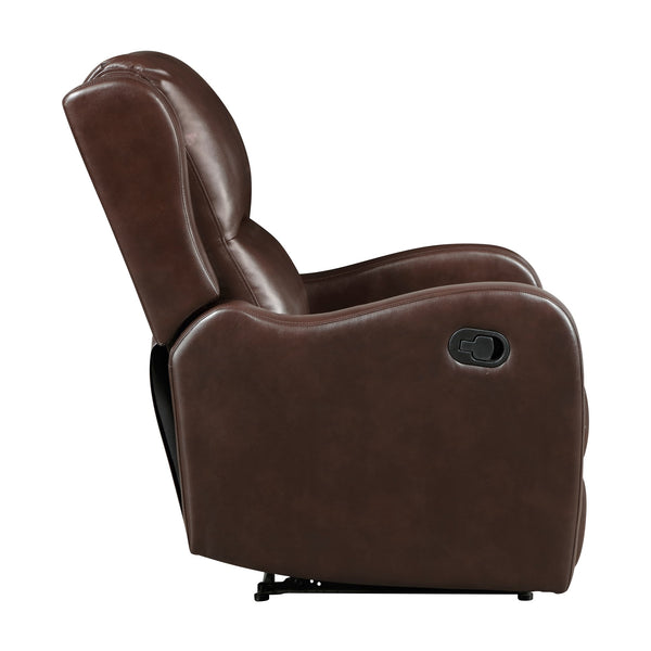 English Elm Brown Reclining Chair Durant Collection Faux Leather Recliner with Pull Tab, Solid Wood Frame, Cozy Comfort B011P294674