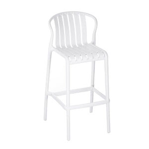 English Elm Outdoor Stackable Armless Barstools Set of 2 Uv Resistant Slat Back Patio Seating White N780P199452W