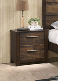 English Elm Rustic 1 Piece Nightstand Wooden Mahogany Finish Bedside Table 2-Drawers Classic Bedroom Furniture