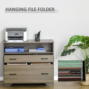 English Elm Vinsetto Charcoal Grey Lateral Filing Cabinet with Open Shelf and Letter Drawer W2225P217753