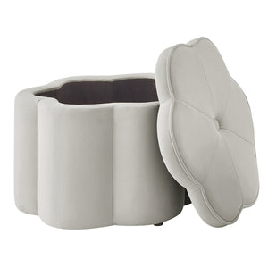 English Elm Set of 2 Flower Petal Velvet Storage Ottomans Sculptural Nesting Seating for Living Room Gray W2186P440354