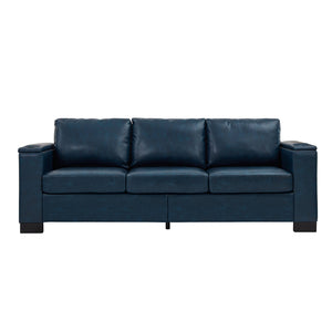 English Elm 93.7" Modern Living Room Sofa with Cup Holder & Hidden Storage, Upholstered Polyester, Durable Frame Navy Blue W1097S00202