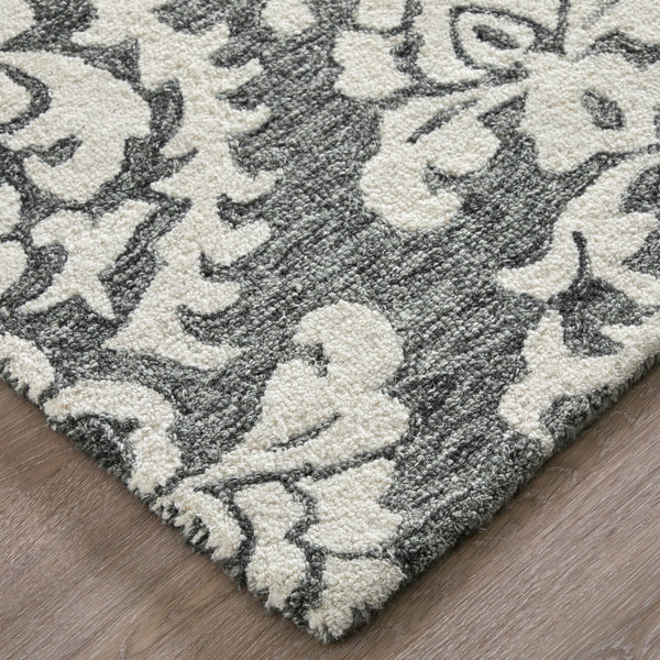 Feizy Rugs Belfort Hand-tufted Wool Rug - Timeless Floral & Botanical Designs For Elegant Home Décor Style Gray,Ivory,Black Wool 8698a26fchl000p00