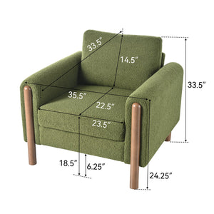 English Elm Christopher Knight Home® - Oversized Teddy Velvet Accent Chair with Curved Armrests, Tufted Mid-Century Design and Walnut Legs Green N765P189679N