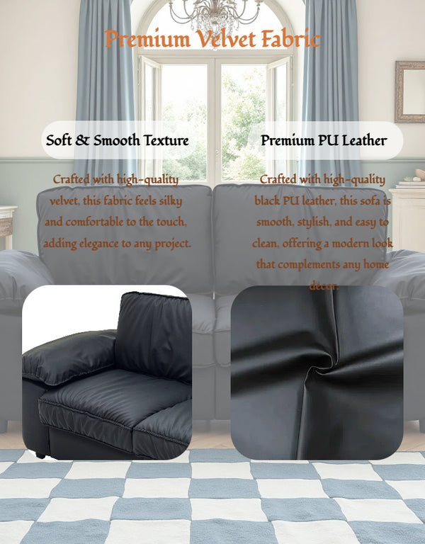 English Elm Fx-P20M-2S-Pubk Modern Black Faux Leather 2-Seater Sofa With Hidden Storage - Ideal For Small Spaces W576S00226