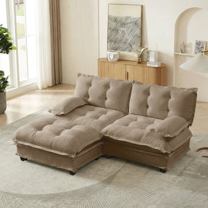 English Elm 77" Modular Cloud Sectional Chenille Couch Deep Lounge Seat with Ottoman for Living Room Light Coffee W714S01692