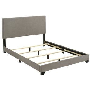 English Elm Efram Taupe Fabric Queen Bed Tall Padded Headboard Matte Black Legs Modern Bedroom B062P441116