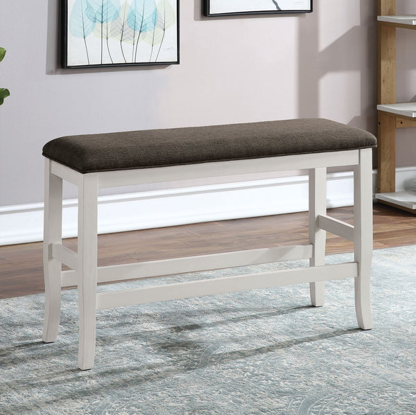 English Elm Modern Transitional Counter Height Bench with Off-White Wood Base & Dark Gray Padded Seat, 41"L x 26"H, Farmhouse Chic B011P367172