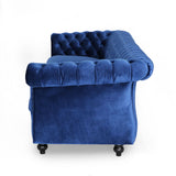 Christopher Knight Home® - Noble House - - Classic 3-Seater Velvet Sofa In Navy Blue, Offering Timeless Elegance And Luxurious Comfort For Your Living Space, Featuring Plush Upholstery For Ultimate Relaxation And Stylish Entertaining