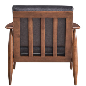 English Elm Charcoal Removable Cushion Accent Chair with Full Foam Comfort, Rubber Wood Frame, Brown Finish B062S00567