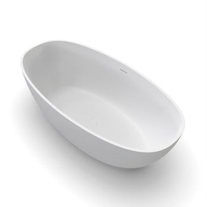 English Elm 61 Inch Stone Resin Freestanding Bathtub Matte White Sculptural Soaking Spa Design W1613P368241