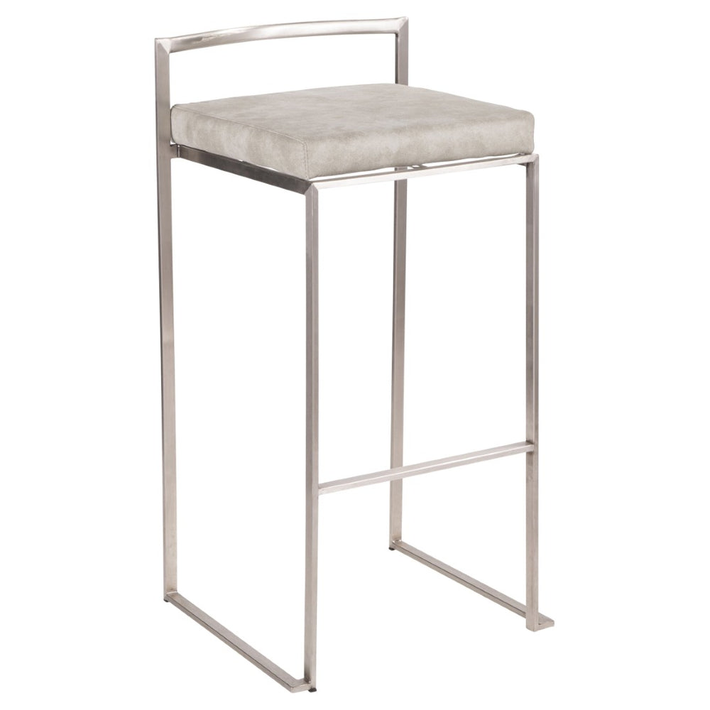 English Elm Contemporary Stackable Steel Counter Stools Padded Fabric Seats for Kitchen Islands Set of 2 B202P222167