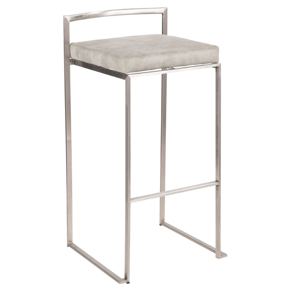 English Elm Contemporary Stackable Steel Counter Stools Padded Fabric Seats for Kitchen Islands Set of 2 B202P222167
