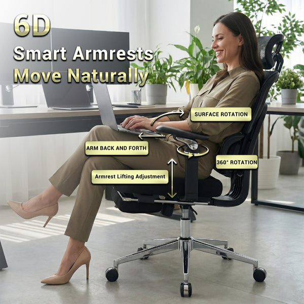 English Elm Ergonomic Mesh Home Office Chair with Massage Lumbar 6d Arms and 4d Headrest W2069P454356