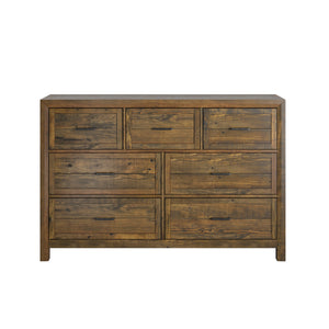 English Elm Wallace & Bay - Brown 7-Drawer Dresser Solid Reclaimed Wood, 66.5"L x 21.25"W x 41.25"H, Dovetail Drawers, Smooth Ball-Bearing Glides Durable Finish B361P384480