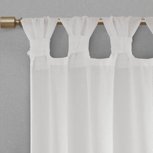 JLA Home Madison Park - Floral Rosette Tab-Top Curtain Panel — Semi-Sheer Faux Linen, Removable Pins for Cottage Charm 95 L x 50 W x 0.13H MP40-5646