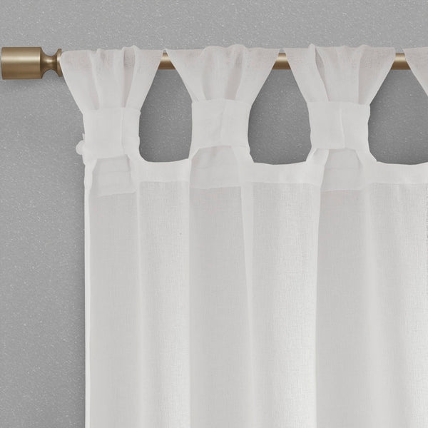 JLA Home Madison Park - Floral Rosette Tab-Top Curtain Panel — Semi-Sheer Faux Linen, Removable Pins for Cottage Charm 95 L x 50 W x 0.13H MP40-5646
