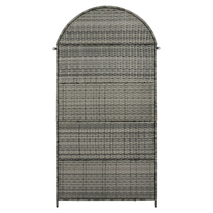 English Elm K&k Tall Arched Pe Rattan Outdoor Storage Cabinet with Adjustable Shelves and Steel Frame Grey N707P420158G