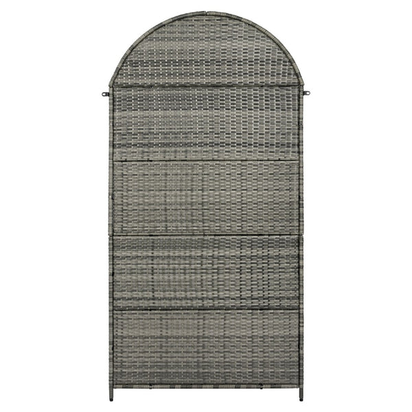 English Elm K&k Tall Arched Pe Rattan Outdoor Storage Cabinet with Adjustable Shelves and Steel Frame Grey N707P420158G