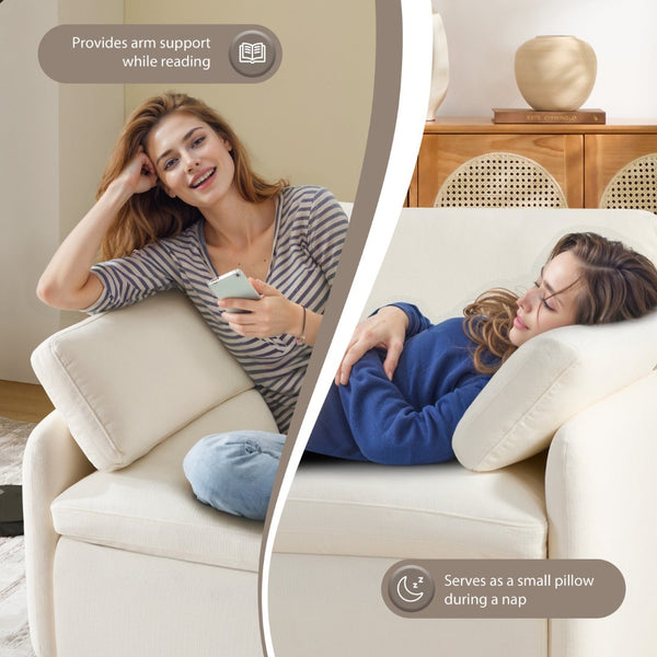 English Elm 50*43" Oversized Chenille Armchair Deep Lounge Seat Modern Minimalist Living Room Chair Cream N723S5042A