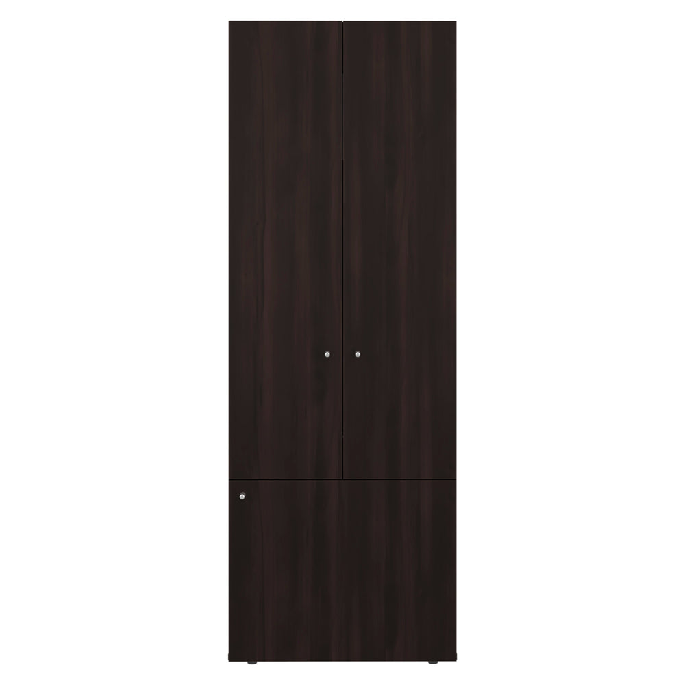 English Elm Stained Walnut Tall 3-Door Wardrobe Cabinet with 4 Shelves — Space-Saving Vertical Storage, Classic Finish B062P373776