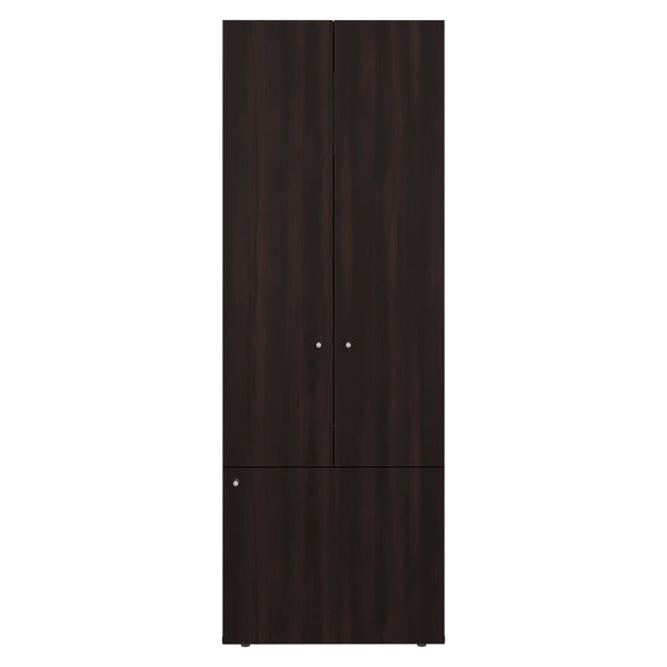 English Elm Stained Walnut Tall 3-Door Wardrobe Cabinet with 4 Shelves — Space-Saving Vertical Storage, Classic Finish B062P373776