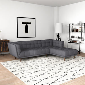 English Elm Ashcroft Furniture - Addison Left Sectional Sofa – Stylish Ash Grey Fabric, Mid-Century Design, Perfect For Small Spaces! B183S00148