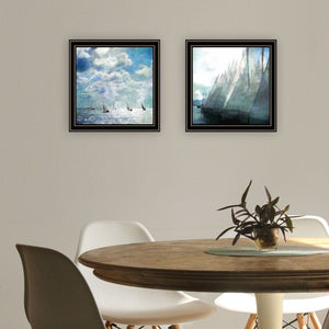 English Elm Trendy Nautical Sail Black Framed Two Piece Canvas Wall Art for Coastal Rooms B067P256643