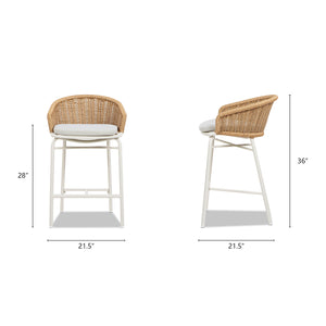 English Elm Jennifer Taylor Home - Santorini 28" Wicker Back Bar Stool Set Of 2 - Wheat Beige, Weather-Resistant, Stylish Comfort B2719P308009