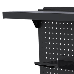 English Elm Metal Pegboard Workstation Organizer Dual Monitor Arms Powder Coated Steel Gaming Desk Black W2700P346780