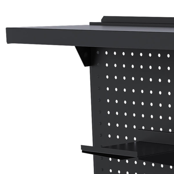 English Elm Metal Pegboard Workstation Organizer Dual Monitor Arms Powder Coated Steel Gaming Desk Black W2700P346780