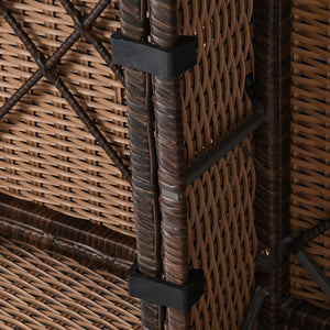 English Elm K&K 8-Piece Wicker Patio Set with 360° Swivel Rockers, Acacia Storage Table, Durable Cushions Blue+Brown N707S000016E