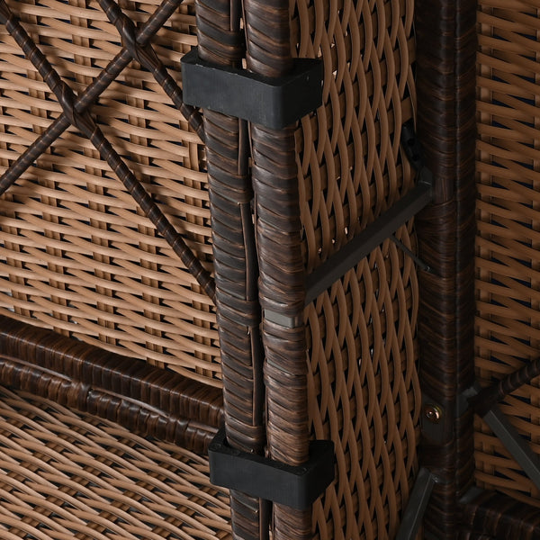 English Elm K&K 8-Piece Wicker Patio Set with 360° Swivel Rockers, Acacia Storage Table, Durable Cushions Blue+Brown N707S000016E