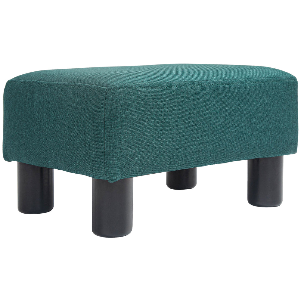 English Elm Homcom Compact Linen Ottoman - Elegant Green Footrest, Versatile Cube Stool For Living Room & Office W2225P217641