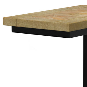 English Elm Skyler Natural C Side Table with Inlay — Handcrafted Mango Wood & Black Metal, Slide-Under Laptop Table B136P203444