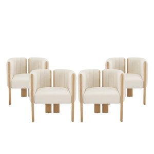 English Elm Dining Chair Set of 4 Olive Boucle Upholstered with Matte Black Rubberwood Legs N779P341494B-2
