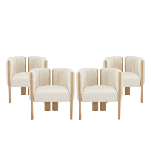 English Elm Dining Chair Set of 4 Olive Boucle Upholstered with Matte Black Rubberwood Legs N779P341494B-2