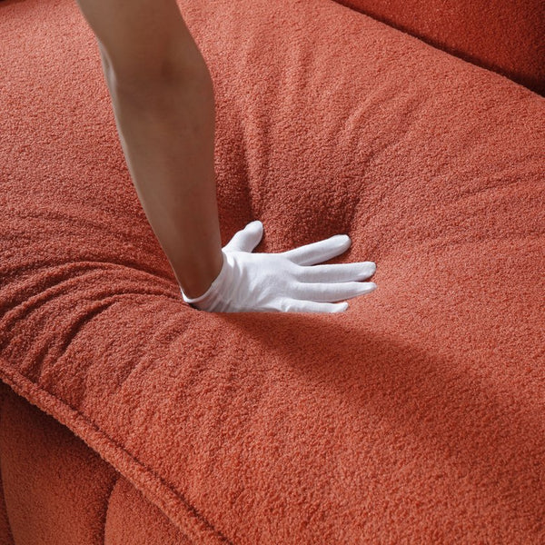 English Elm Sleeper 3-in-1 Pull-Out Couch Bed with Teddy Chaise, Breathable Fabric, Supportive Cushions for Small Spaces Orange W1117P253965