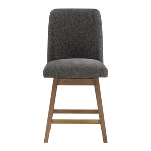 OSP Home Furnishings Finley 26” Swivel Counter Stool  - Set of 2 Charcoal/Med Oak