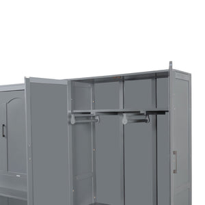 English Elm Queen Murphy Bed with Wardrobe Cabinet Hydraulic Lift Mdf Space Saving Wall Unit Gray LP000581AAE-1