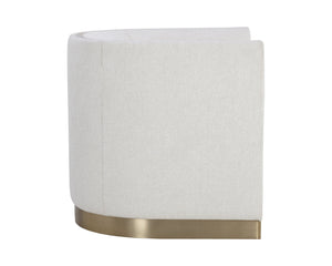 Sunpan Larron Armchair - Rhea Light Barley with Gold Stainless Steel Base for Indoor/Outdoor Elegance