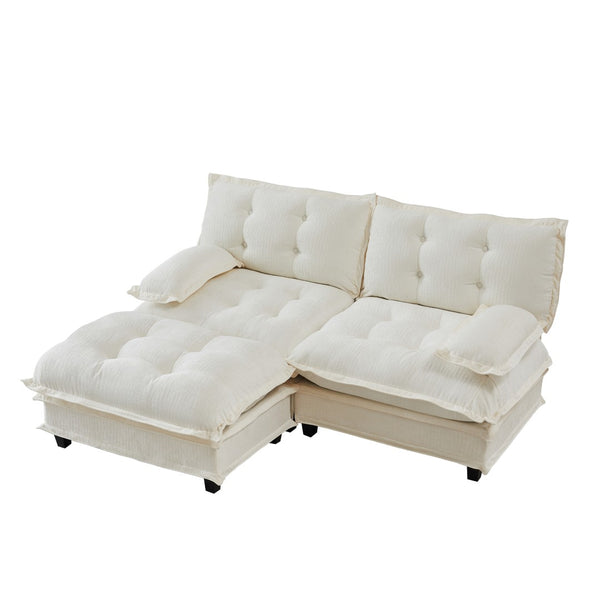 English Elm 77" Modular Cloud Sectional Chenille Couch Deep Lounge Seat with Ottoman for Living Room Beige W714S01675