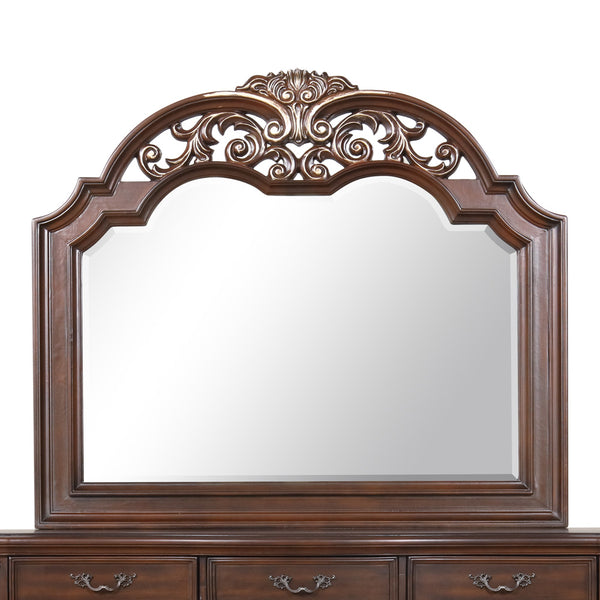 English Elm Lyon Grand Beveled Mirror 48"H x 54"W with Hand-Applied Wood Finish and Gold Crown Accents Cherry 51 L x 4 W x 57 H B078P301576