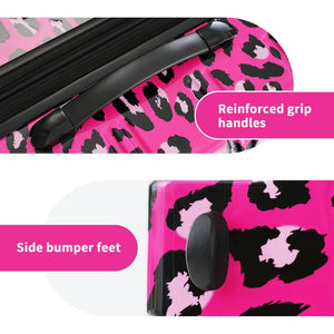 English Elm Hardshell Polycarbonate Luggage Set Three Piece Spinner Suitcases with Tsa Lock Hot Pink Leopard N732P218227H