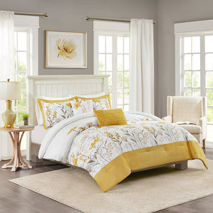 Harbor House Meadow Transitional 5 Piece Cotton Comforter Set HH10-1790 Yellow