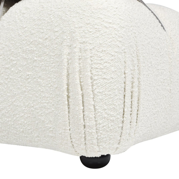 English Elm Jennifer Taylor Home - Marcel Luxurious 36" Bubble Modular Lounge Arm Chair with Bouclé Upholstery and Eucalyptus Frame White B2719P238257