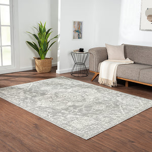 Madison Park Asher Traditional Distressed Medallion Woven Area Rug MP35-8058 Cream/Grey