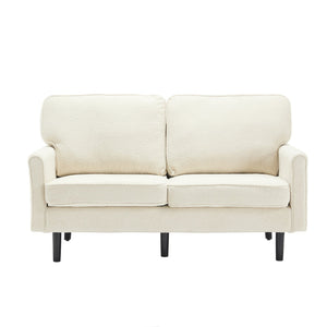 English Elm Loveseat Modern Mid-Century 2-Seater with USB Type-C Charging, Removable Zippered Covers, Sturdy Wood Legs Beige W395P238823